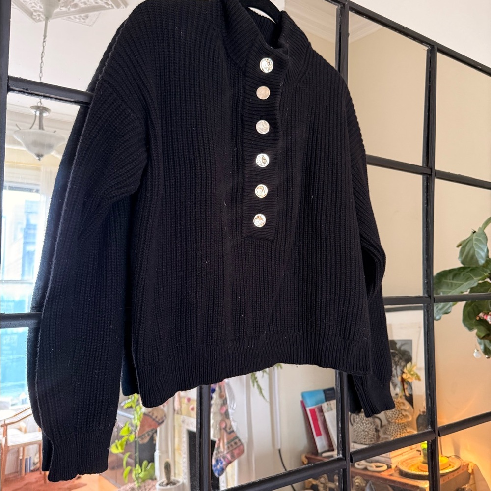 Sezan Black Button-Up Women's Sweater